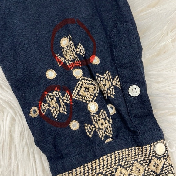 Denim & Supply Ralph Lauren Cowboy Western Embellished Navy Shirt - Picture 13 of 15